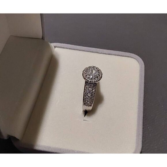 4 Carat Round Halo Design Triple Row Sim Diamond Engagement/Bridal Band Ring #8 - Picture 2 of 5